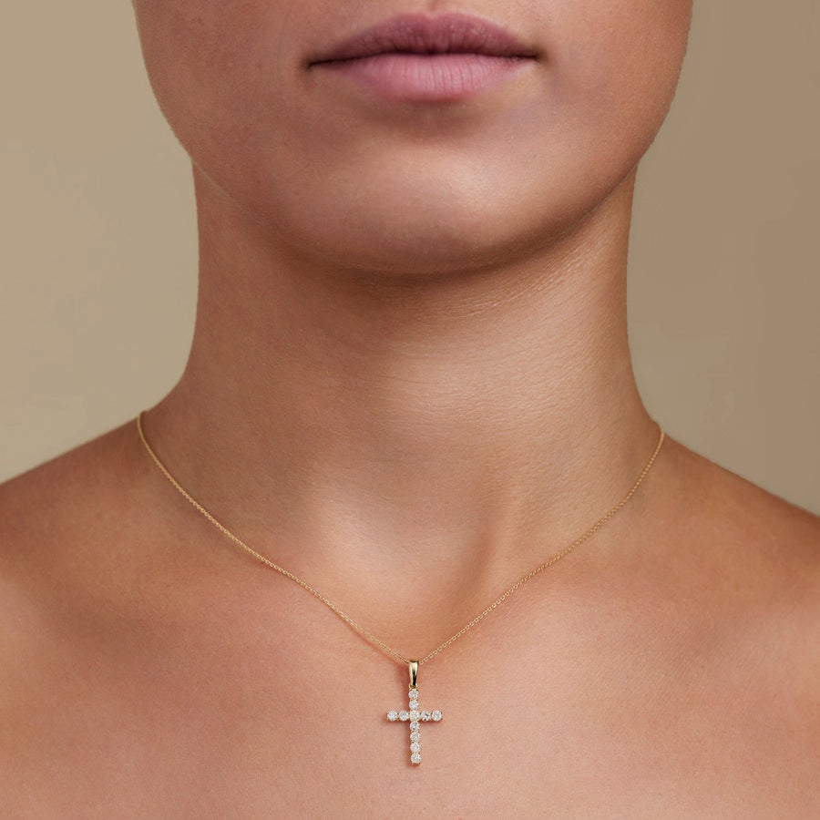 0.50ct Lab Diamond Cross Necklace D/VVS Quality in 9k Rose Gold - After Diamonds