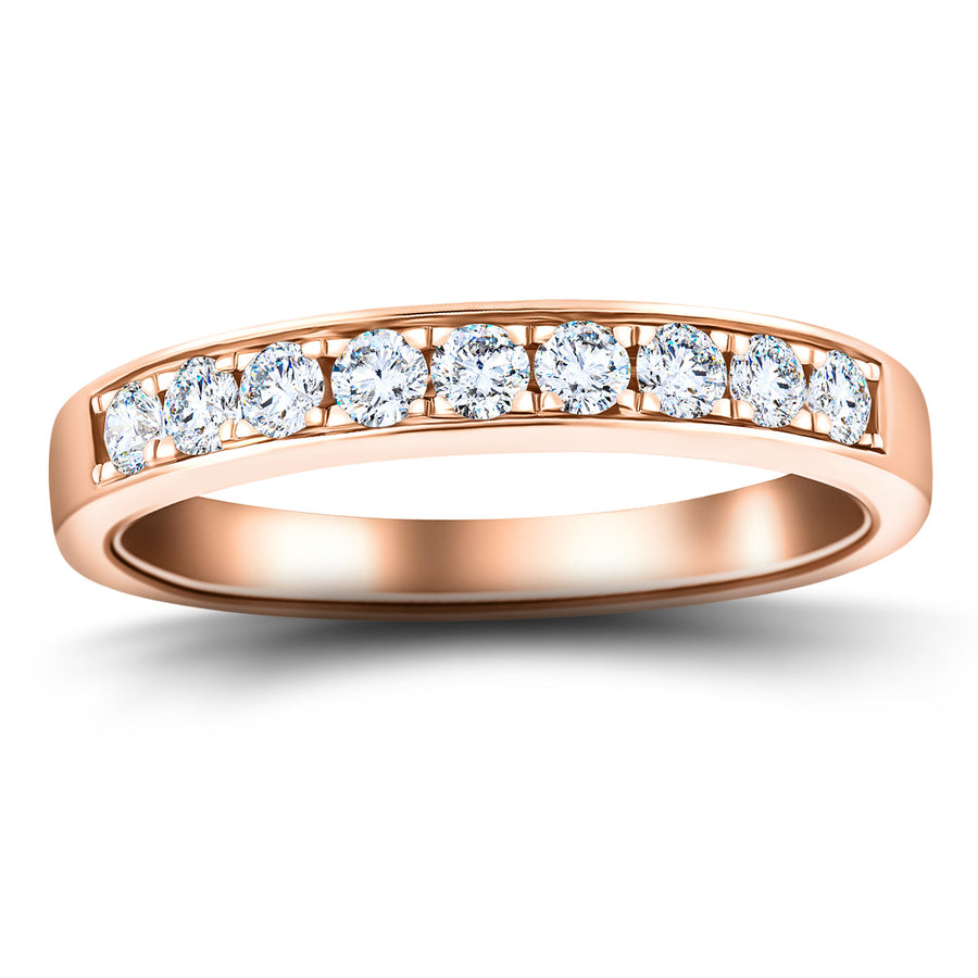Lab Diamond 9 Stone Half Eternity Ring 0.50ct D/VVS in 9k Rose Gold