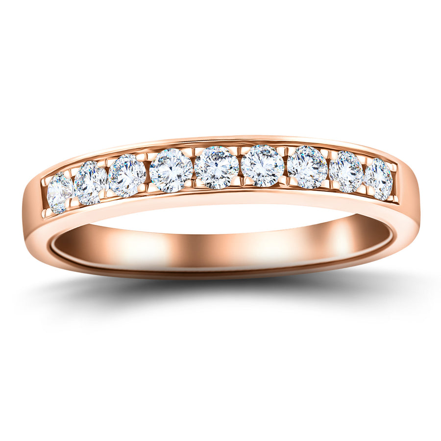 Lab Diamond 9 Stone Half Eternity Ring 0.50ct D/VVS in 18k Rose Gold