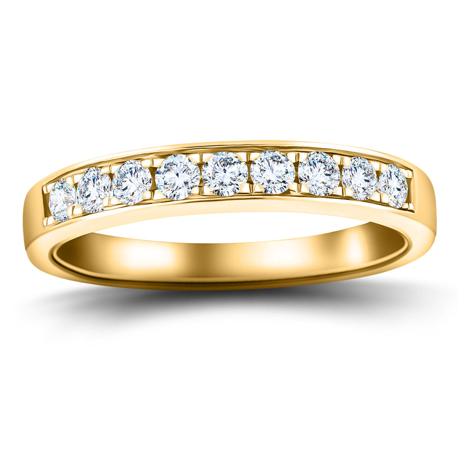 Lab Diamond 9 Stone Half Eternity Ring 0.50ct D/VVS in 9k Yellow Gold