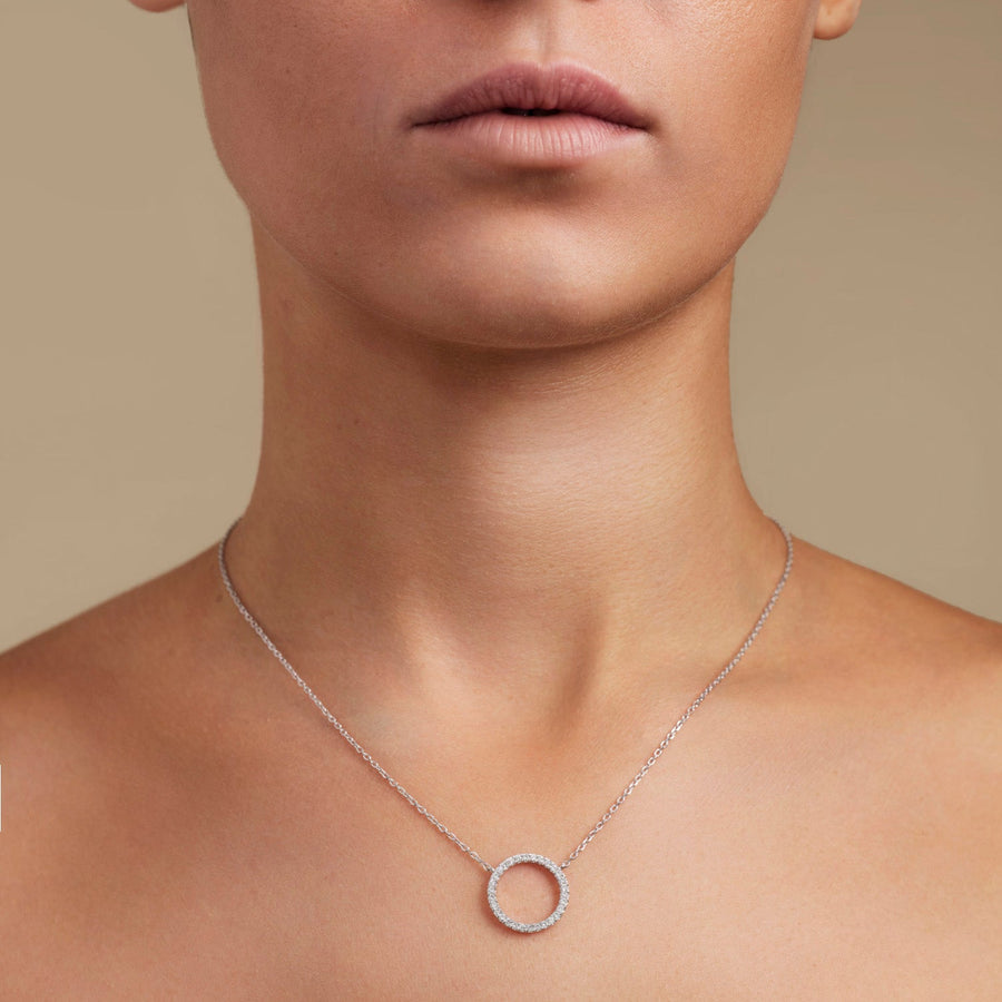 Circle Lab Diamond Necklace 0.10ct in 9k Rose Gold - After Diamonds