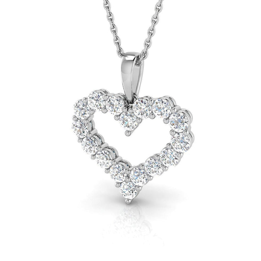 Claw Lab Diamond Heart Pendant 1.00ct in 9k White Gold - After Diamonds