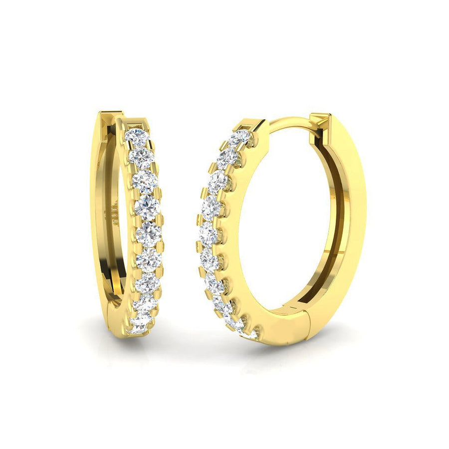 Lab Diamond Huggie Hoop Earrings 0.20ct in 9k Yellow Gold - After Diamonds