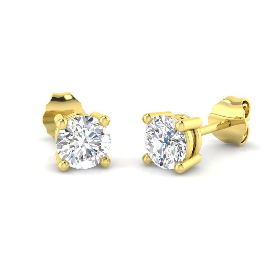 Lab Diamond Solitaire Stud Earrings 1.00ct D/VVS in 18k Yellow Gold - After Diamonds