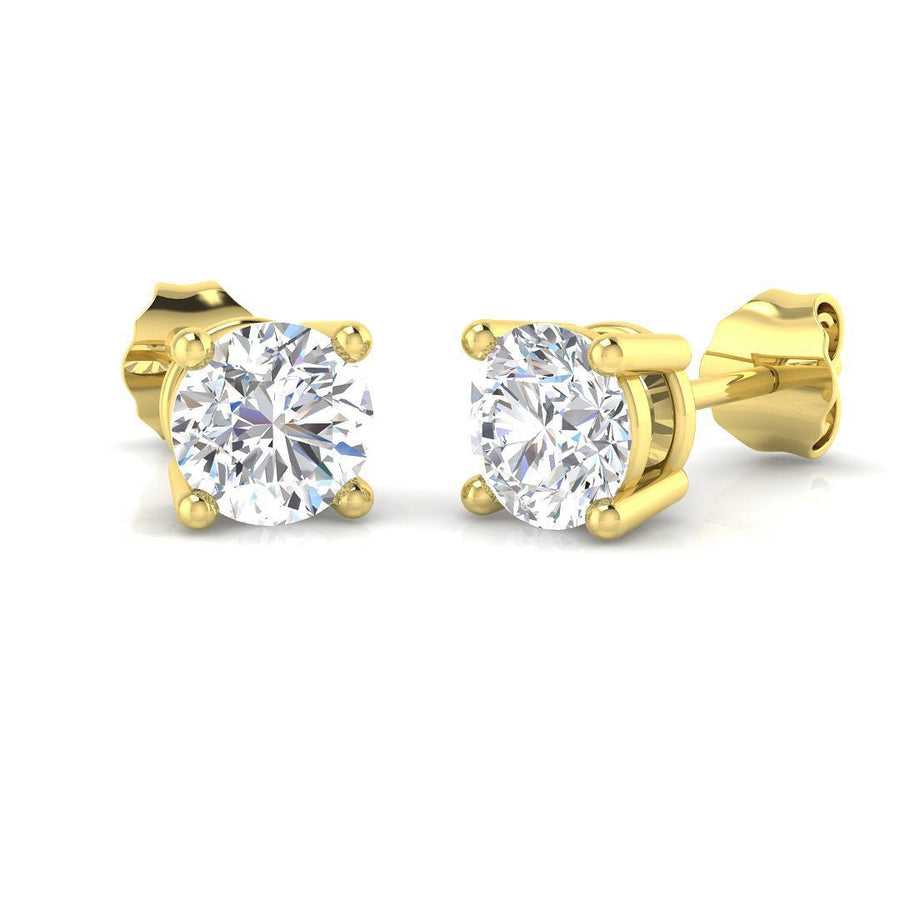 Lab Diamond Solitaire Stud Earrings 2.00ct D/VVS in 18k Yellow Gold - After Diamonds