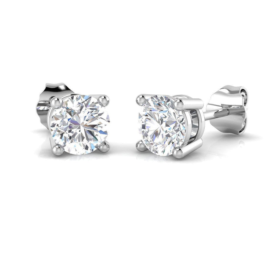 Lab Diamond Solitaire Stud Earrings 3.00ct D/VVS in 18k White Gold - After Diamonds