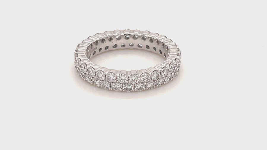 Two Row Lab Diamond Full Eternity Ring 2.00ct D/VVS in 18k White Gold