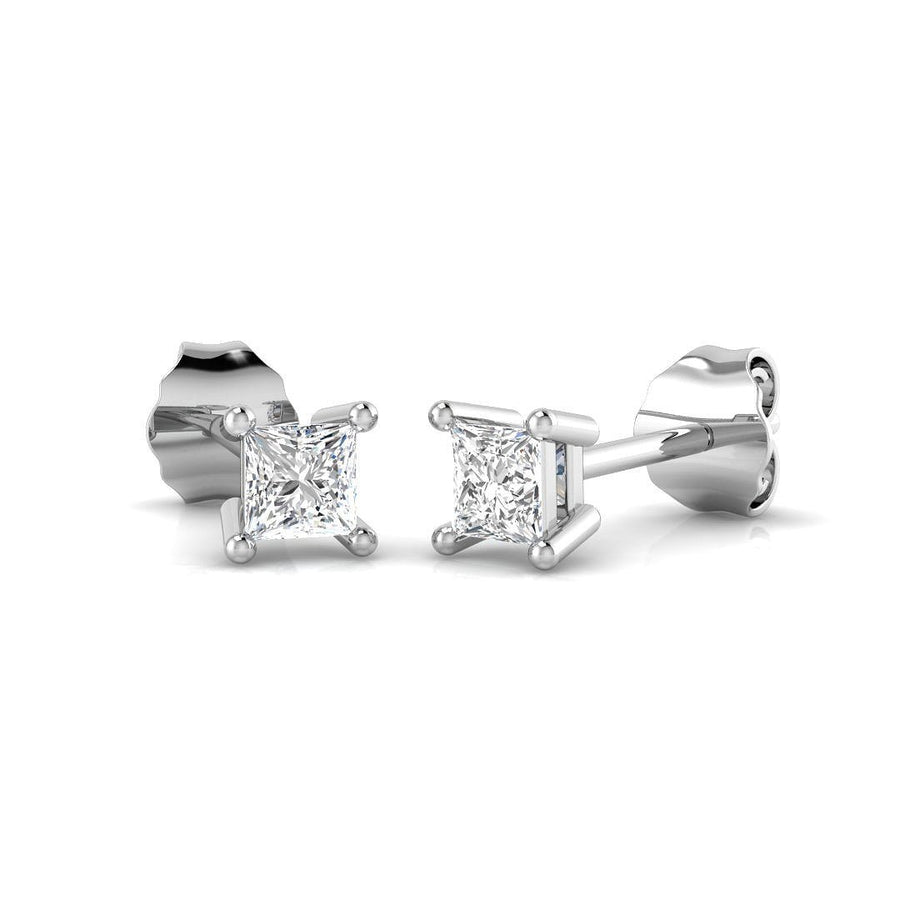 Princess Lab Diamond Stud Earrings 0.20ct G/VS in 925 Silver - After Diamonds