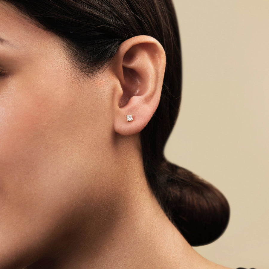 Princess Lab Diamond Stud Earrings 0.50ct G/VS in 925 Silver - After Diamonds