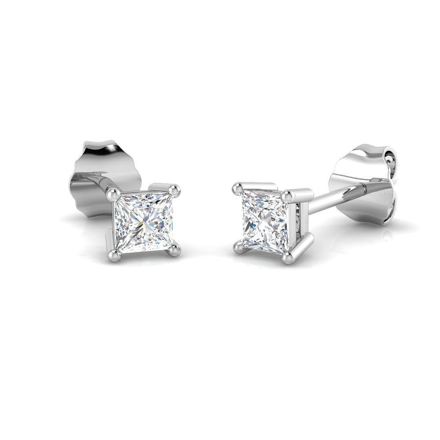 Princess Lab Diamond Stud Earrings 0.50ct G/VS in 925 Silver - After Diamonds