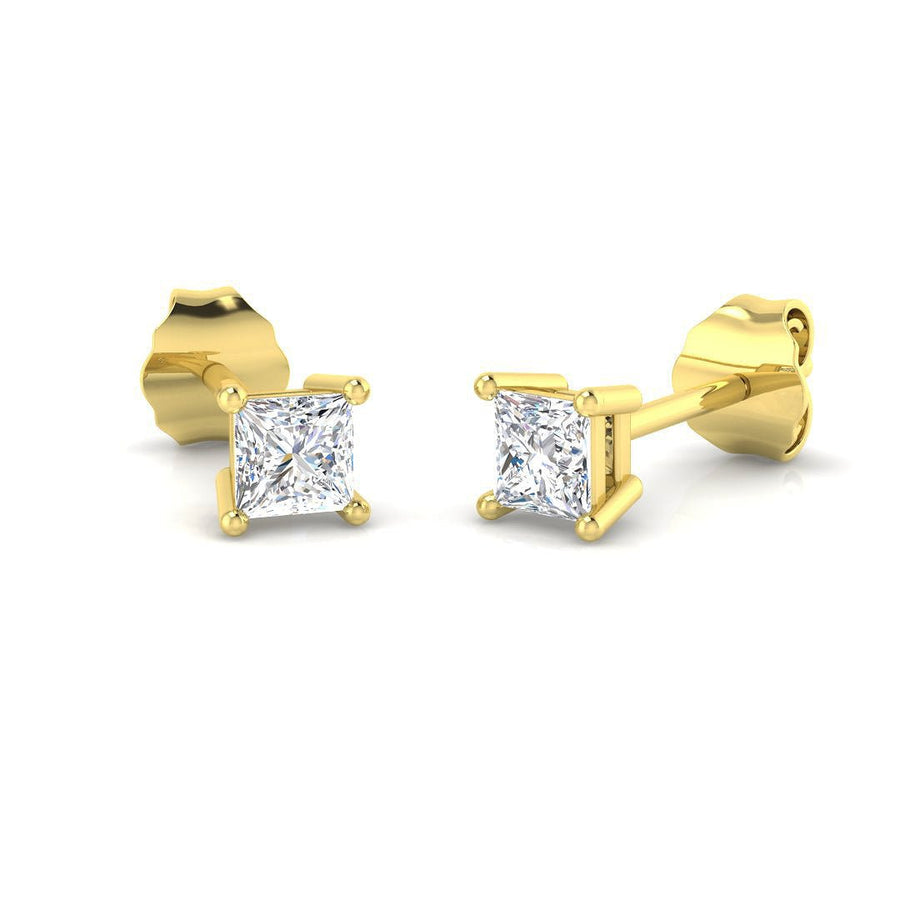 Princess Lab Diamond Stud Earrings 0.50ct G/VS in 9k Yellow Gold - After Diamonds