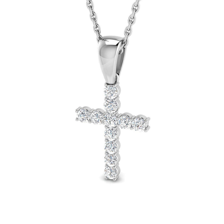 0.25ct Lab Diamond Cross Necklace G/VS Quality in 9k White Gold - After Diamonds