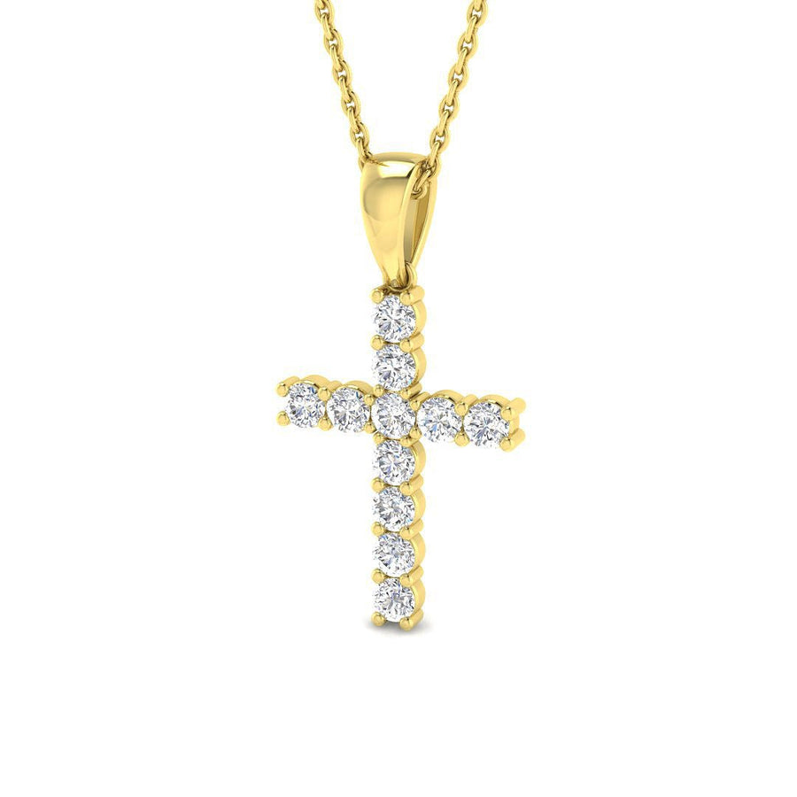 0.50ct Lab Diamond Cross Necklace G/VS Quality in 9k Yellow Gold - After Diamonds