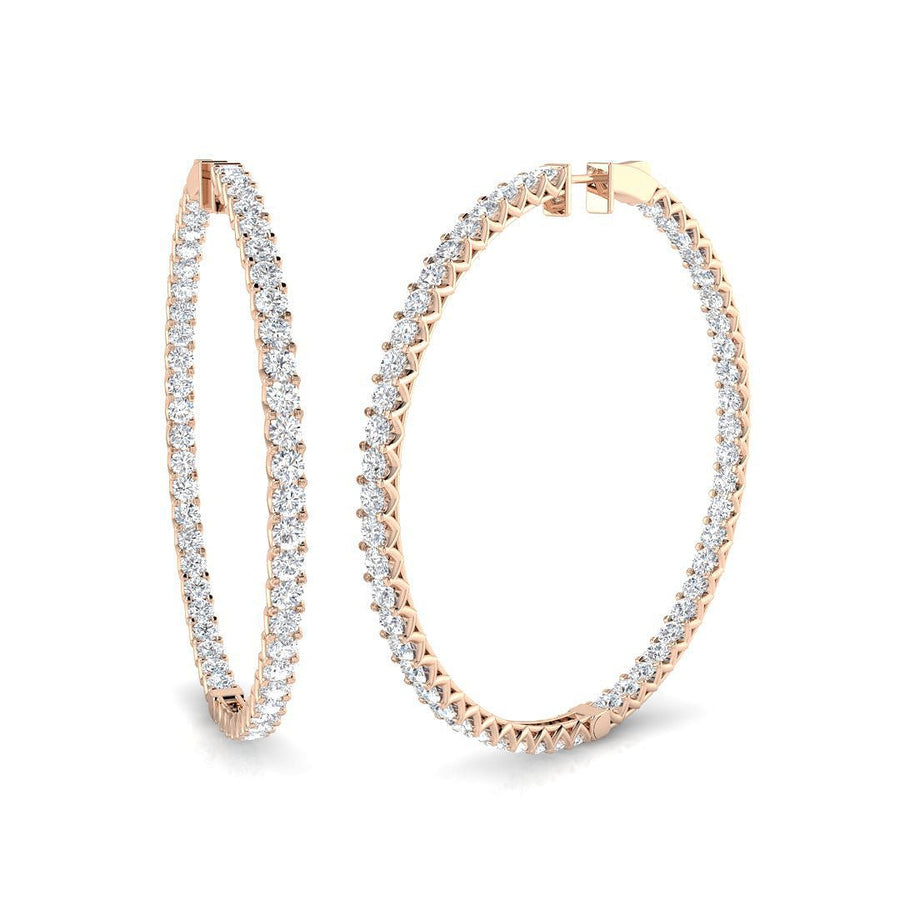 10.00ct Lab Diamond Claw Set Large Hoop Earrings G/VS in 9k Rose Gold - After Diamonds