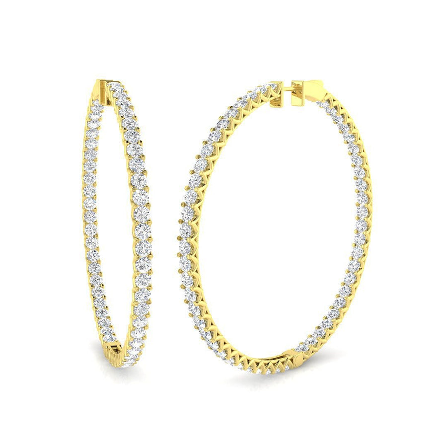 10.00ct Lab Diamond Claw Set Large Hoop Earrings G/VS in 9k Yellow Gold - After Diamonds