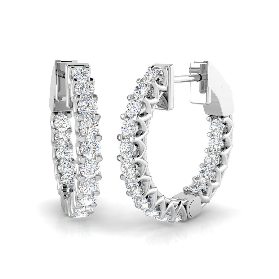 1.00ct Lab Diamond Claw Set Hoop Earrings G/VS in 925 Silver - After Diamonds