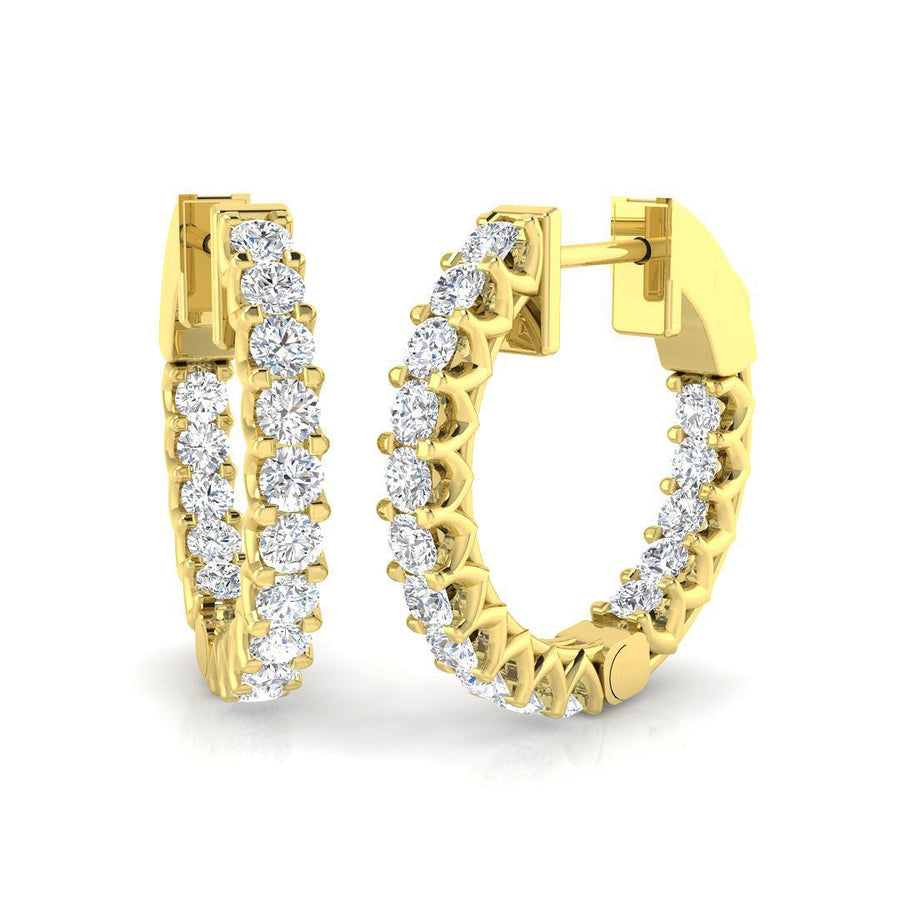 1.00ct Lab Diamond Claw Set Hoop Earrings G/VS in 9k Yellow Gold - After Diamonds