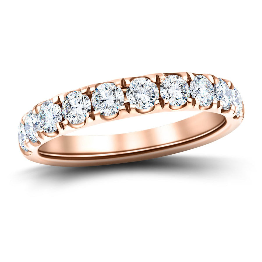 11 Stone Lab Diamond Half Eternity Ring 1.00ct G/VS in 18k Rose Gold - After Diamonds