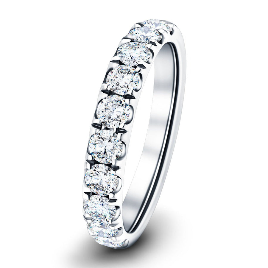 11 Stone Lab Diamond Half Eternity Ring 1.00ct G/VS in 18k White Gold - After Diamonds