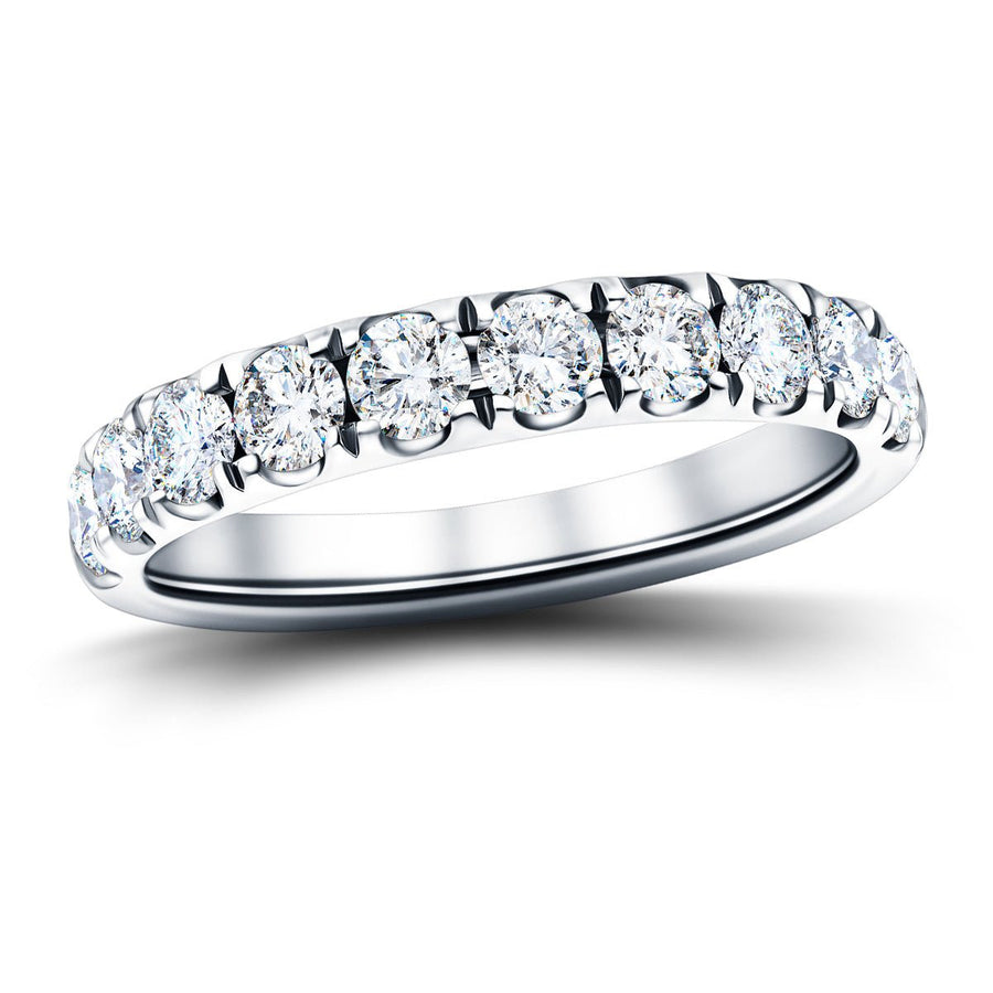 11 Stone Lab Diamond Half Eternity Ring 1.00ct G/VS in 18k White Gold - After Diamonds