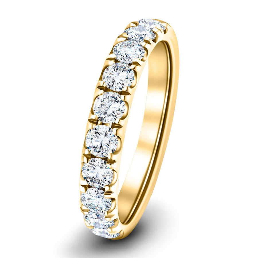 11 Stone Lab Diamond Half Eternity Ring 1.00ct G/VS in 9k Yellow Gold - After Diamonds