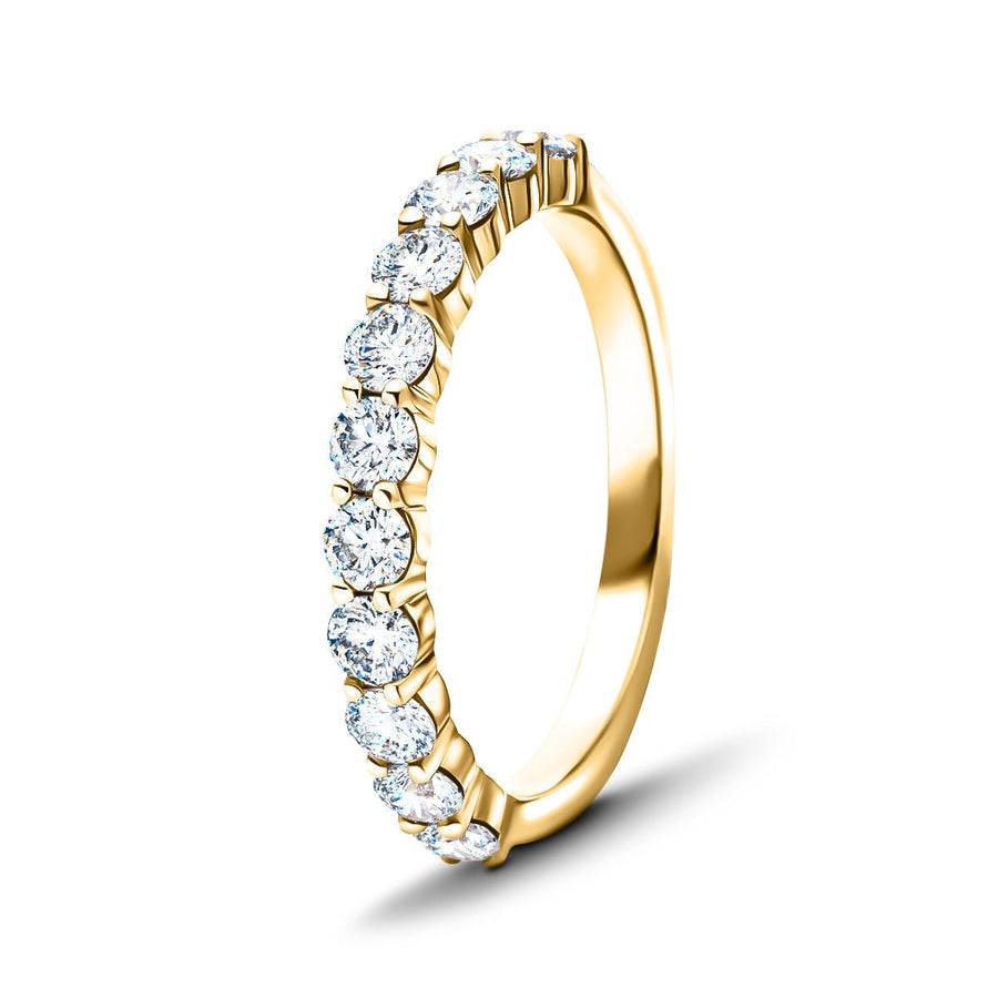 13 Stone Lab Diamond Half Eternity Ring 0.50ct G/VS in 18k Yellow Gold - After Diamonds