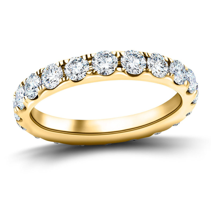 18 Stone Lab Diamond Full Eternity Ring 3.20ct G/VS in 9k Yellow Gold - After Diamonds