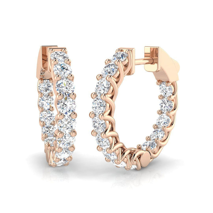 2.00ct Lab Diamond Claw Set Hoop Earrings G/VS in 9k Rose Gold - After Diamonds