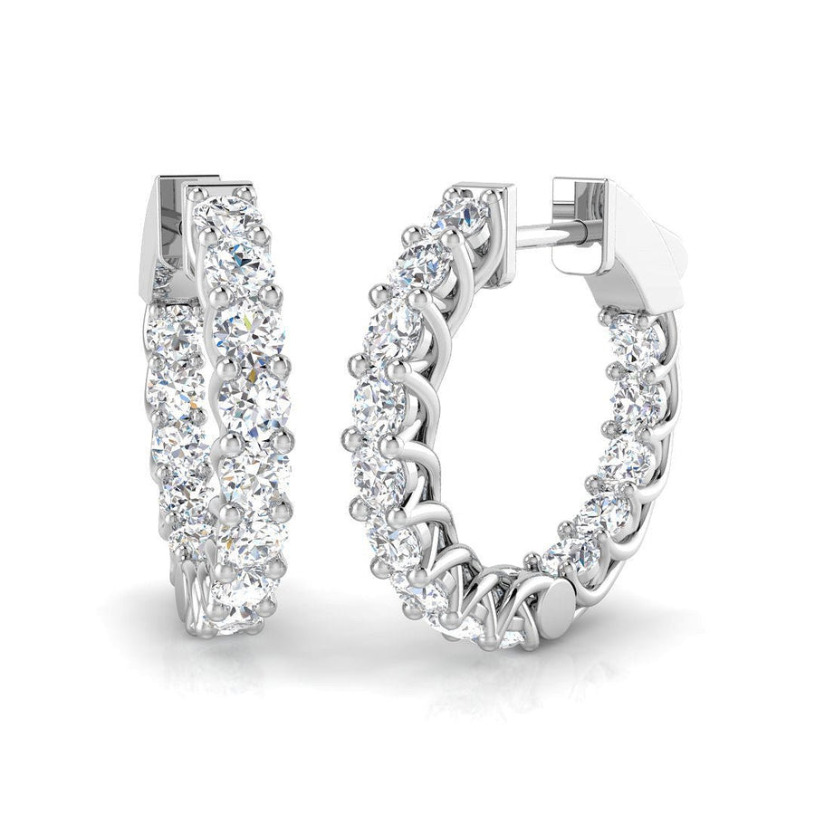 2.00ct Lab Diamond Claw Set Hoop Earrings G/VS in 9k White Gold - After Diamonds