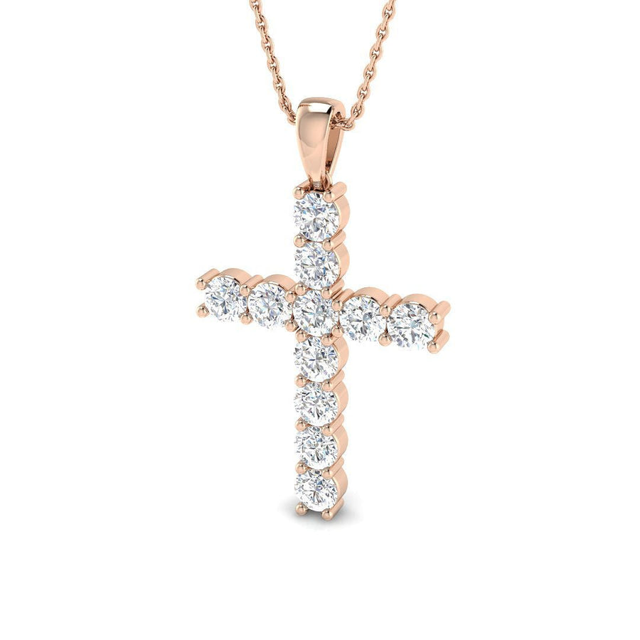 2.00ct Lab Diamond Cross Necklace G/VS Quality in 9k Rose Gold - After Diamonds