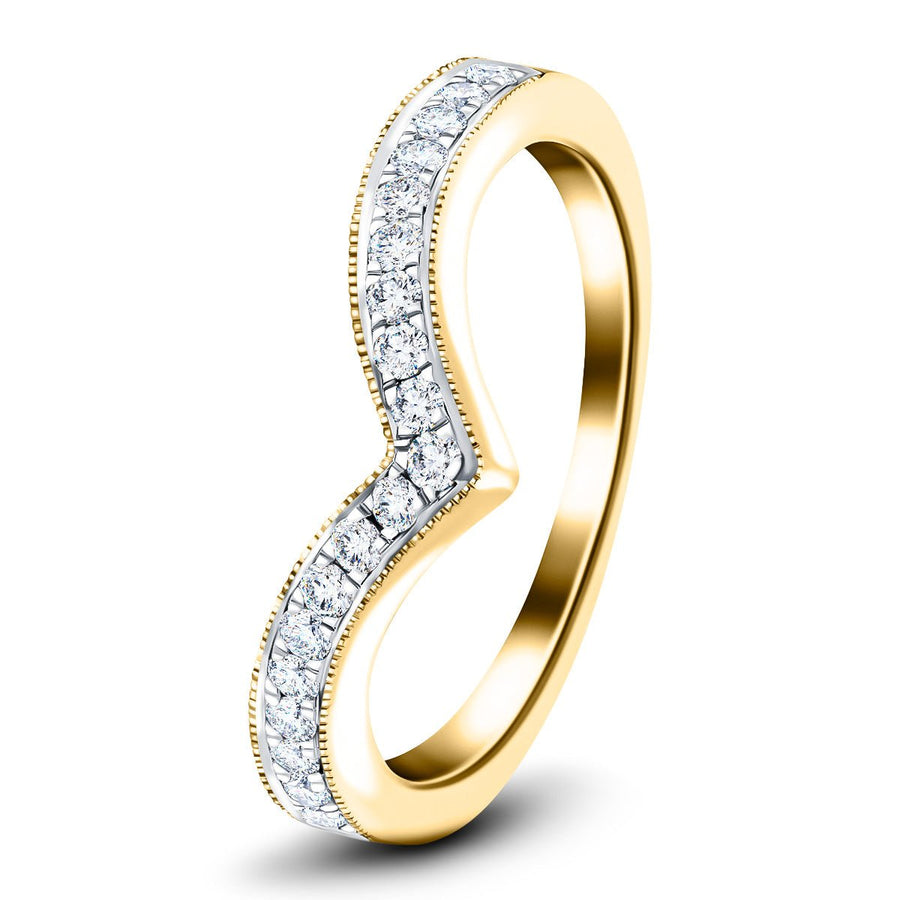 21 Stone Lab Diamond Wishbone Ring 0.10ct G/VS Quality in 9k Yellow Gold - After Diamonds