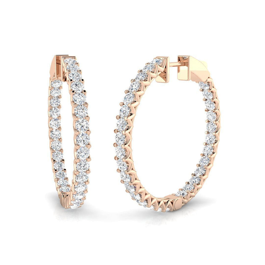 3.50ct Lab Diamond Claw Set Large Hoop Earrings G/VS in 9k Rose Gold - After Diamonds