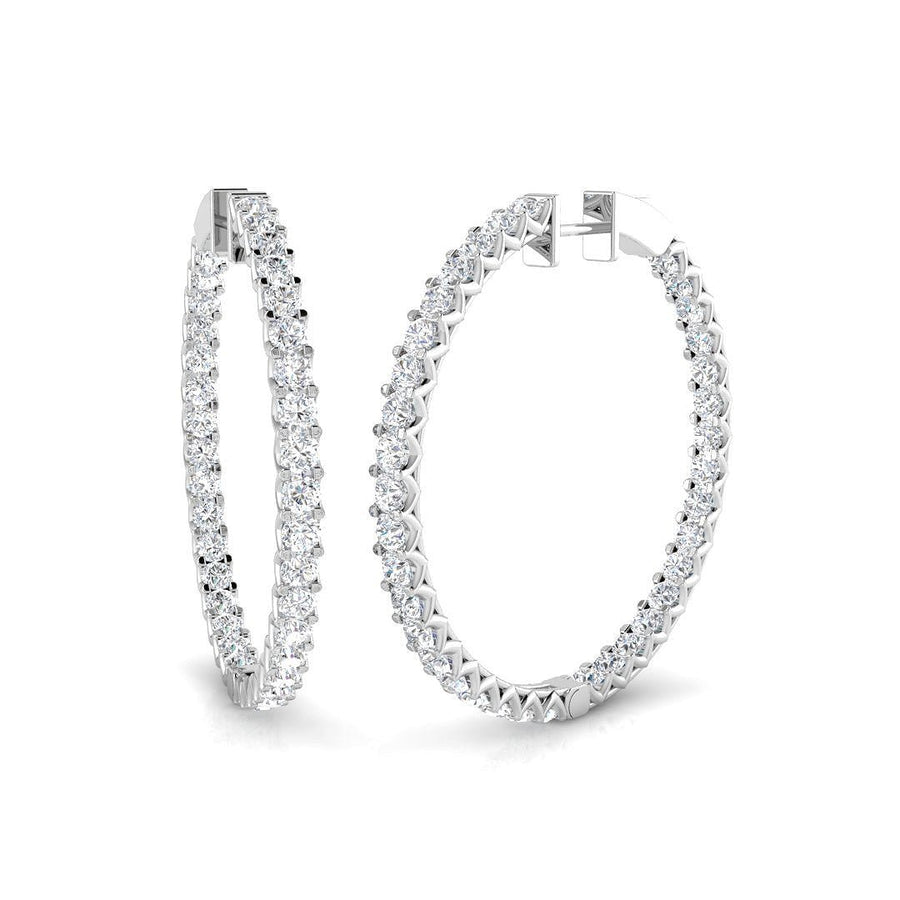 5.00ct Lab Diamond Claw Set Large Hoop Earrings G/VS in 9k White Gold - After Diamonds