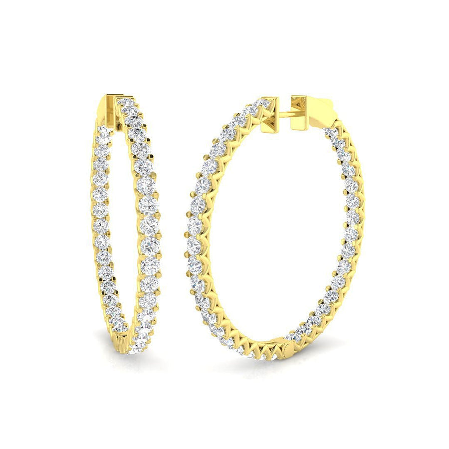 5.00ct Lab Diamond Claw Set Large Hoop Earrings G/VS in 9k Yellow Gold - After Diamonds