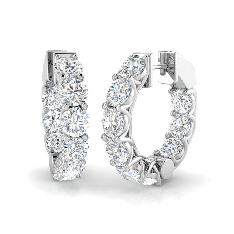 7.50ct Lab Diamond Claw Set Hoop Earrings G/VS in 9k White Gold - After Diamonds