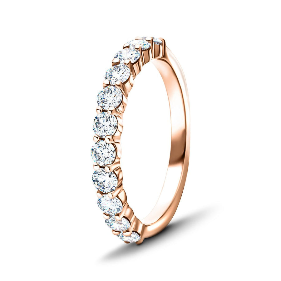 9 Stone Lab Diamond Half Eternity Ring 1.00ct G/VS in 18k Rose Gold - After Diamonds