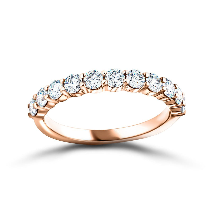9 Stone Lab Diamond Half Eternity Ring 1.00ct G/VS in 9k Rose Gold - After Diamonds