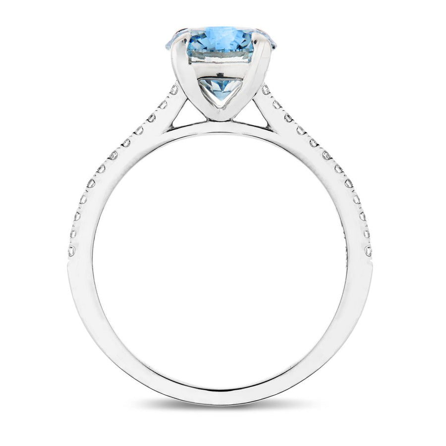 Amelia Blue Lab Diamond Round Side Stone Engagement Ring 1.75ct Platinum - After Diamonds