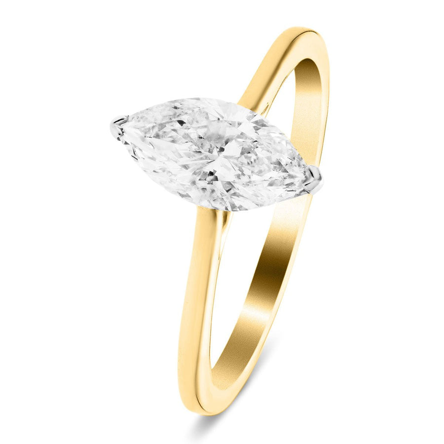 Ava Lab Marquise Diamond Solitaire Engagement Ring 0.50ct D/VVS 18k Yellow Gold - After Diamonds