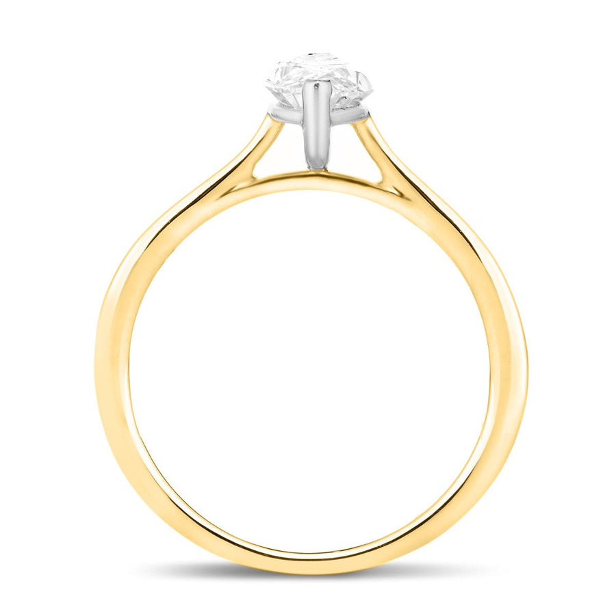 Ava Lab Marquise Diamond Solitaire Engagement Ring 0.50ct D/VVS 18k Yellow Gold - After Diamonds