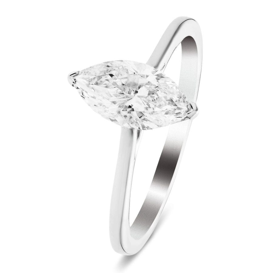 Ava Lab Marquise Diamond Solitaire Engagement Ring 1.00ct G/VS 18k White Gold - After Diamonds