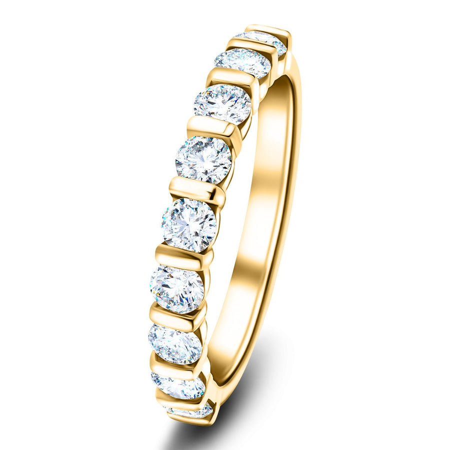 Bar Set Lab Diamond Half Eternity Ring 0.50ct G/VS in 9k Yellow Gold - After Diamonds