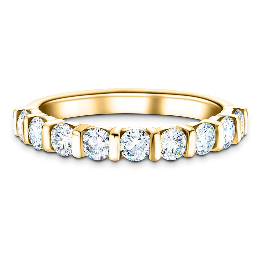 Bar Set Lab Diamond Half Eternity Ring 0.50ct G/VS in 9k Yellow Gold - After Diamonds