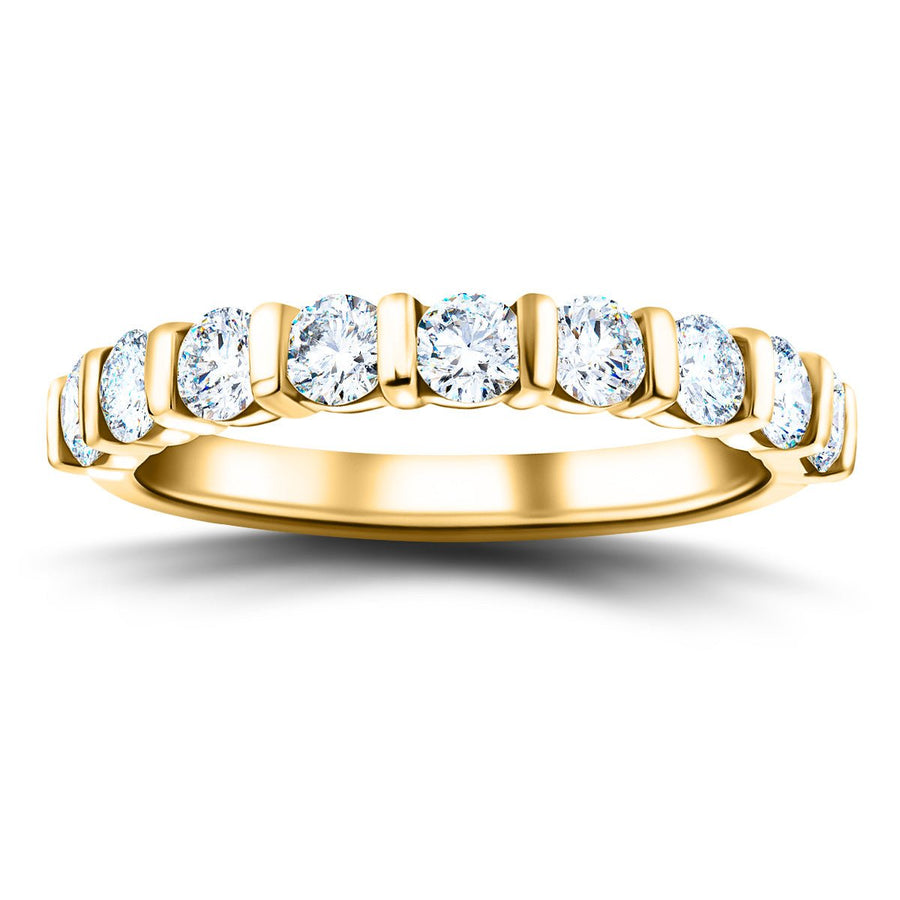 Bar Set Lab Diamond Half Eternity Ring 0.50ct G/VS in 9k Yellow Gold - After Diamonds