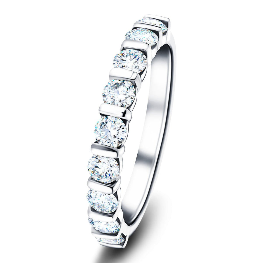 Bar Set Lab Diamond Half Eternity Ring 1.00ct G/VS in 9k White Gold - After Diamonds