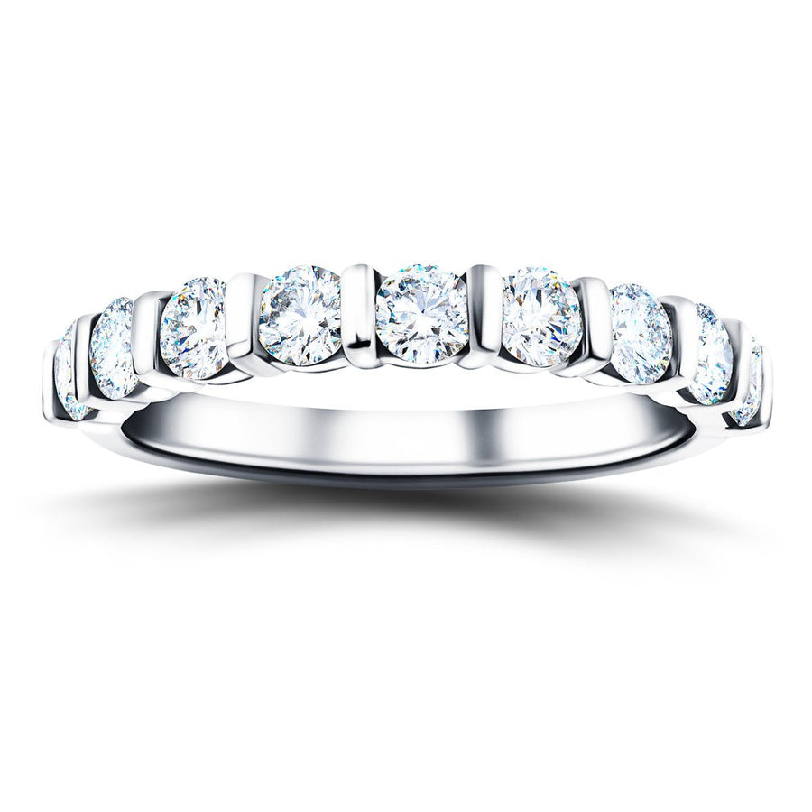 Bar Set Lab Diamond Half Eternity Ring 1.00ct G/VS in 9k White Gold - After Diamonds