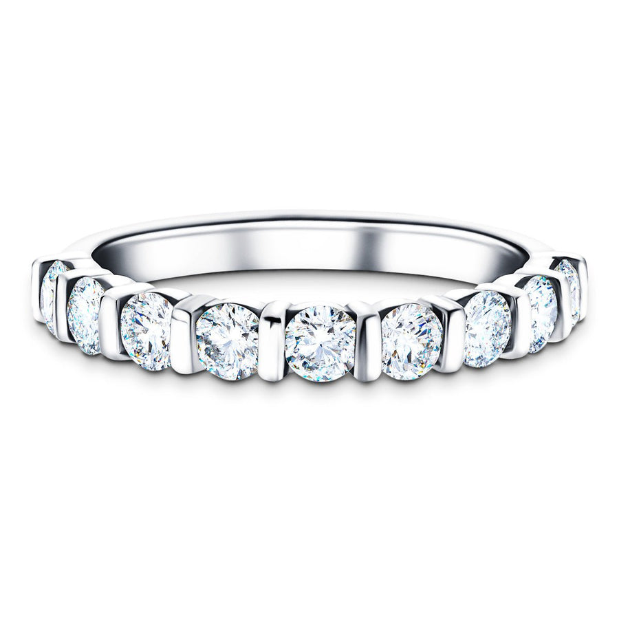 Bar Set Lab Diamond Half Eternity Ring 1.00ct G/VS in 9k White Gold - After Diamonds