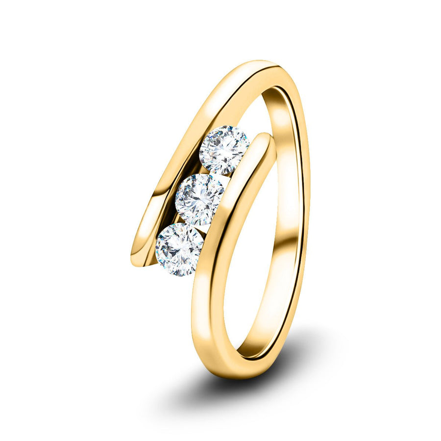 Channel Set Three Stone Lab Diamond Ring 0.33ct G/VS in 18k Yellow Gold - After Diamonds