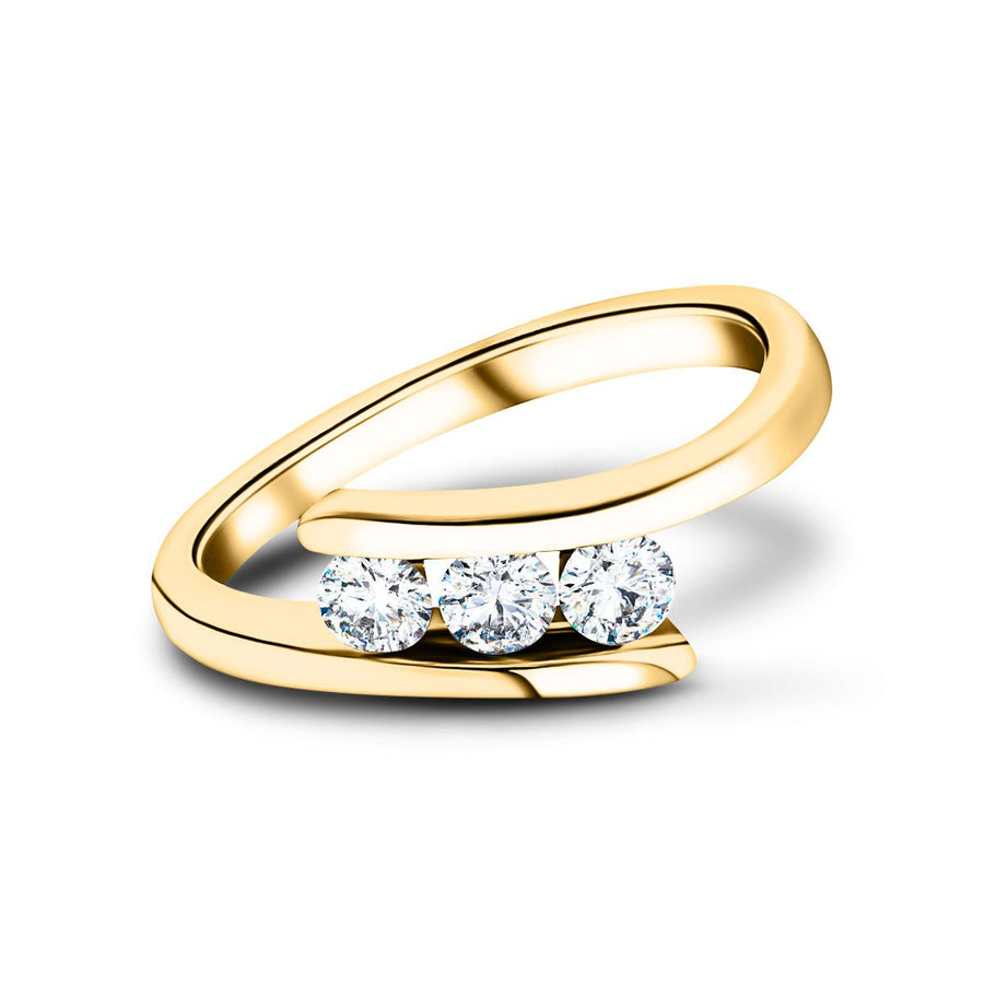 Channel Set Three Stone Lab Diamond Ring 0.33ct G/VS in 18k Yellow Gold - After Diamonds