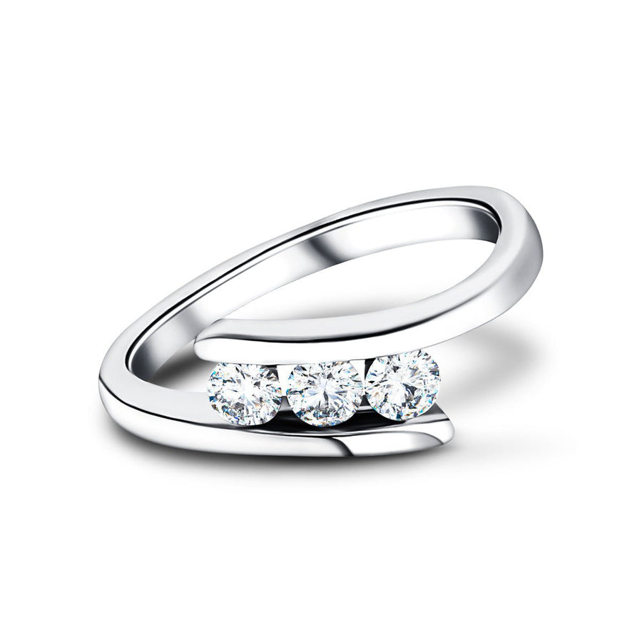Channel Set Three Stone Lab Diamond Ring 0.33ct G/VS in Platinum - After Diamonds